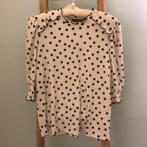Polka dot shirt- cream shirt with black dots